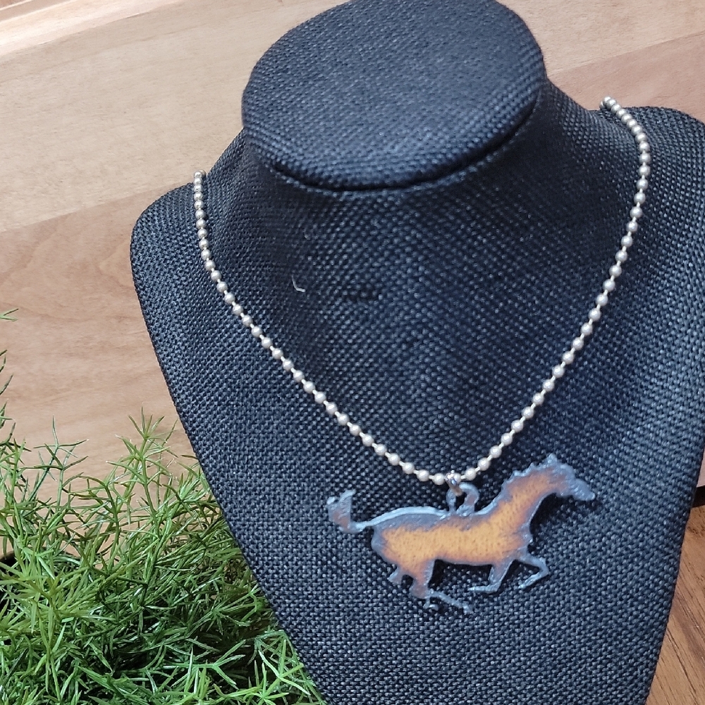 Horse Pendant Necklace with Silver Chain - Picture 2 of 5